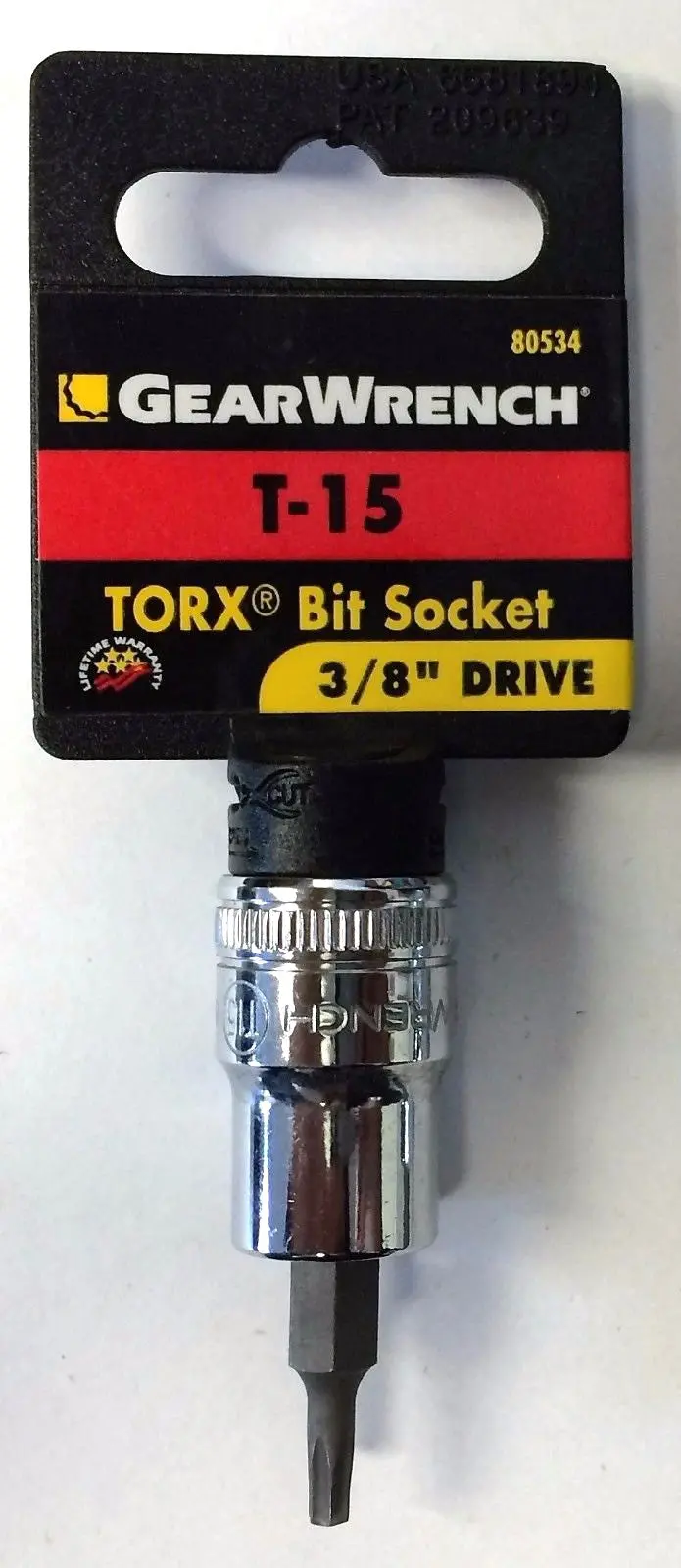 GEARWRENCH T-15 Torx Bit Socket – 3/8″ Drive, Heavy-Duty Design
