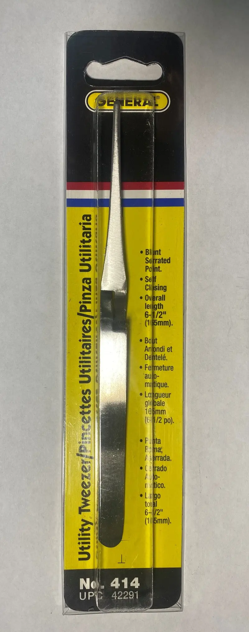 General Tools 414 Reverse-Action Tweezers – 6.5-Inch Blunt-Tip Serrated Utility Design