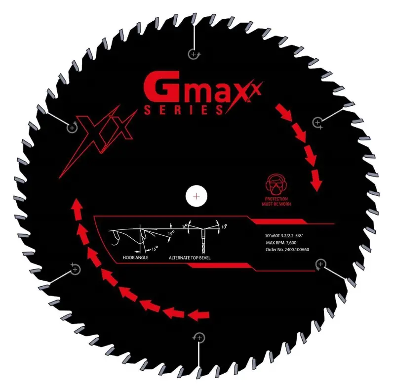 Gmaxx ATB Carbide Saw Blade – 10-Inch x 60-Tooth, German-Made Precision