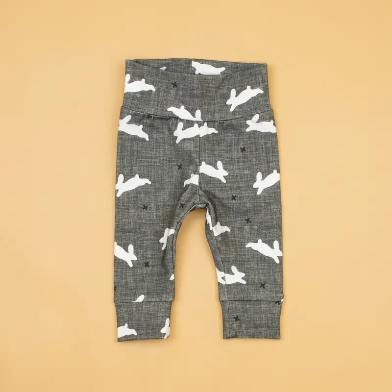 Gray Bunny-Print Leggings for Infants