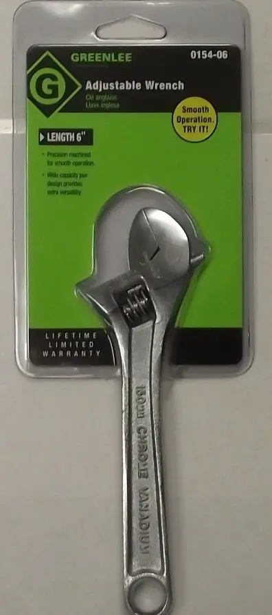Greenlee 0154-06 Adjustable Wrench – 6-Inch Jaw Capacity, Precision-Fit Design