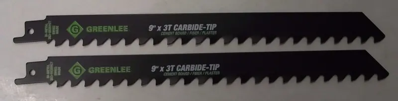 Greenlee 353-9535RCT Carbide-Tipped Recip Saw Blades — 9-Inch, 3 TPI, 2-Pack, Bulk Packaging
