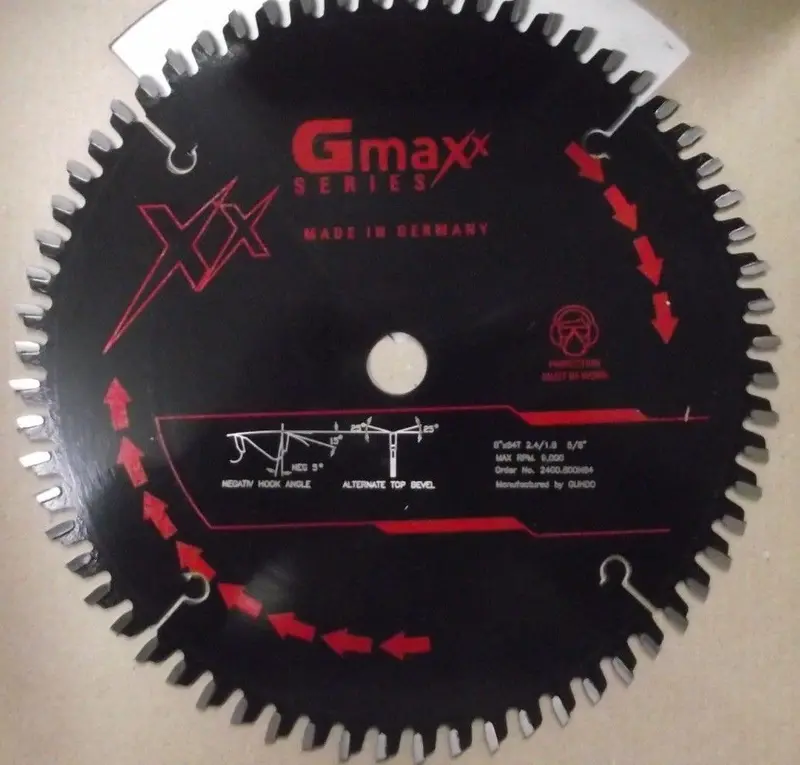 GUHDO GMAXX Circular Saw Blade – 8-Inch, 64-Tooth ATB Carbide Tip for Fine Crosscuts