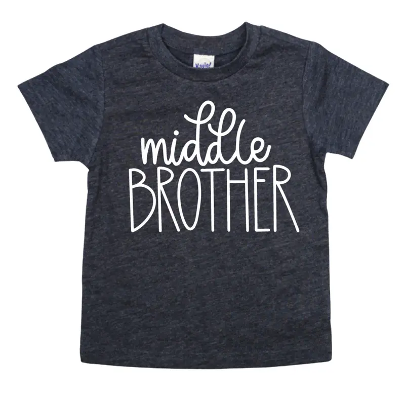 Heathered Navy Script-Style Middle Brother Top