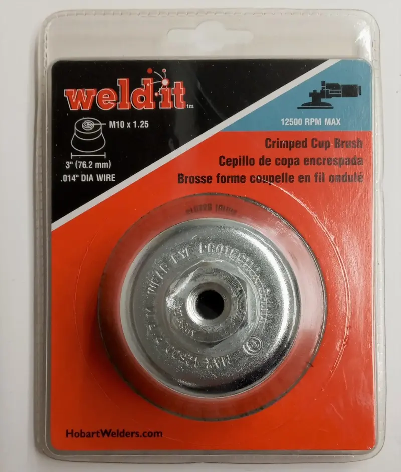 Hobart 3-Inch Crimped Cup Brush with M10 x 1.25 Arbor and .014-Diameter Wire