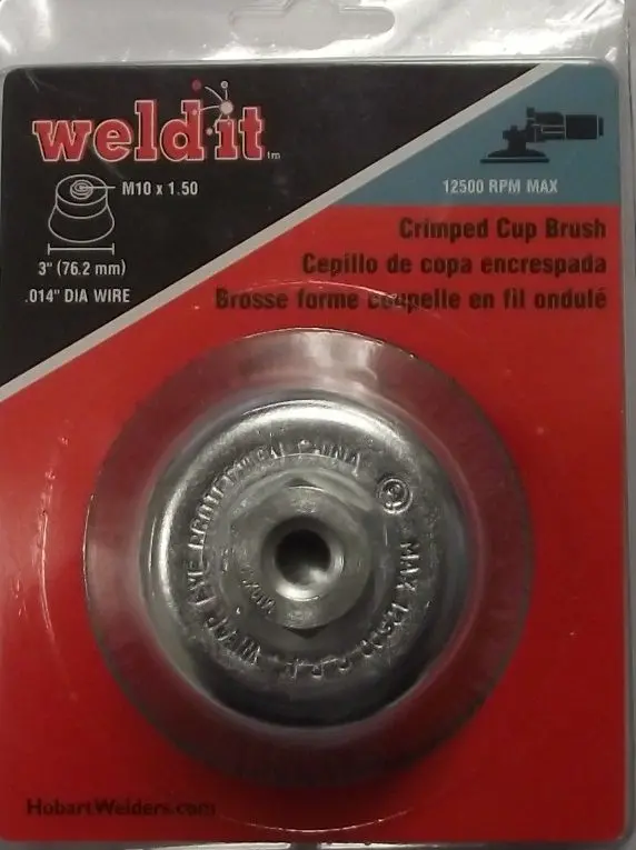 Hobart 3-Inch Crimped Cup Brush with M10 x 1.50 Arbor and .014-Diameter Wire