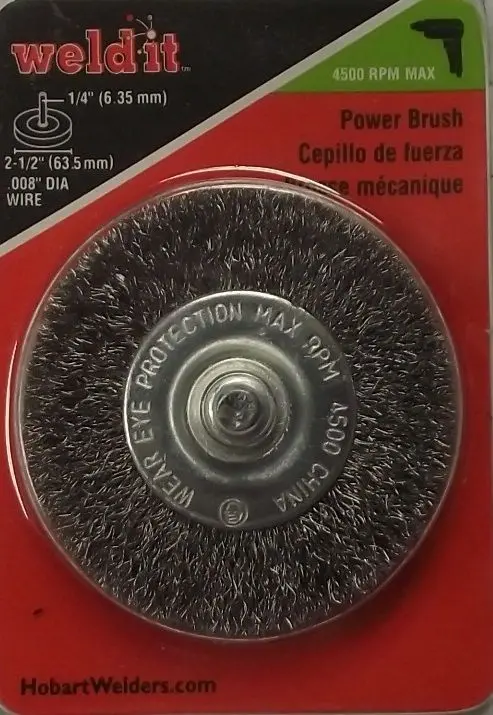 HOBART Circular Power Brush — 2-1/2″ Diameter, 1/4″ Shank, for Angle Grinders (Model 770389)