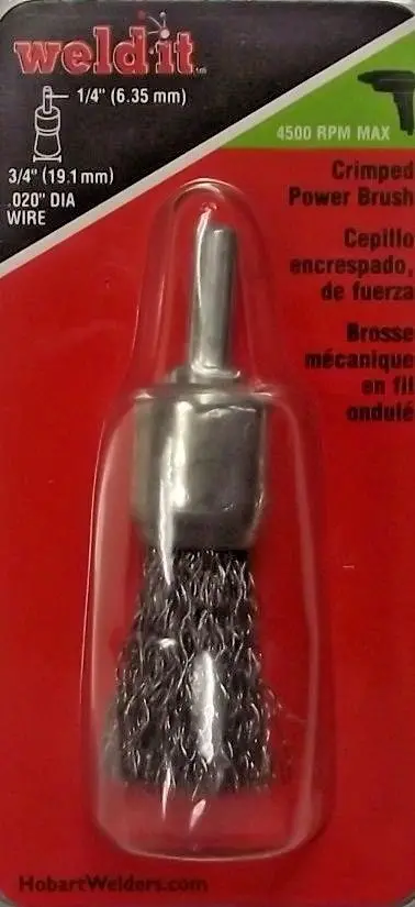 HOBART Crimped Power Brush — 3/4″ Diameter, 1/4″ Shank for Grinding & Cleaning (Model 770392)
