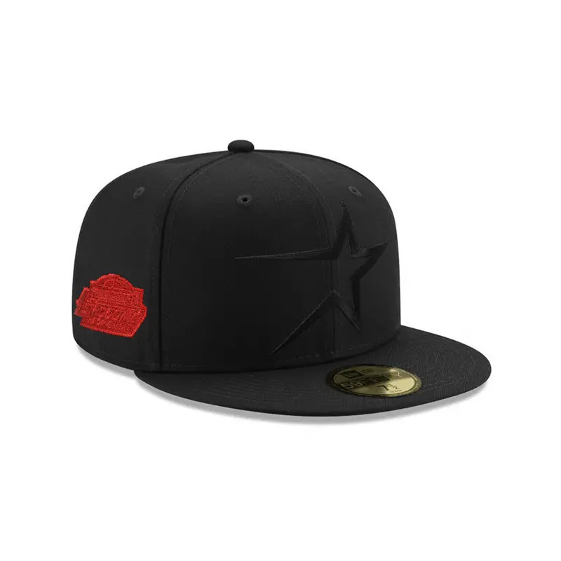 Houston Astros Astrodome Cap – Black-on-Black with Red Accents 59Fifty Fitted