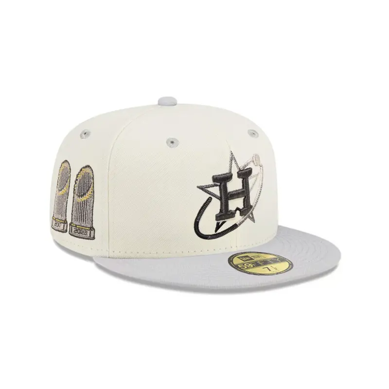 Houston Astros Chrome Gray & White 2-Tone Dual Trophy SP 59Fifty Fitted Cap