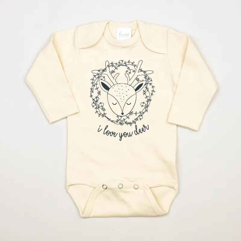I Love You Deer Design Natural Cotton Onesie