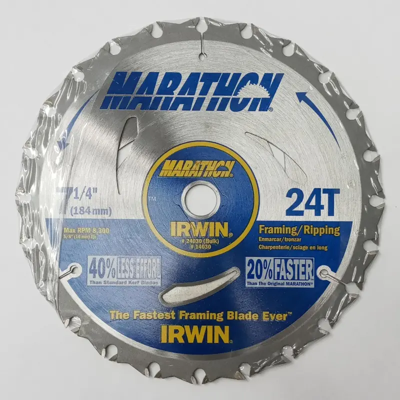 Irwin 24030 7-1/4″ Carbide Circular Saw Blade – 2-Pack, 24-Tooth Framing/Ripping