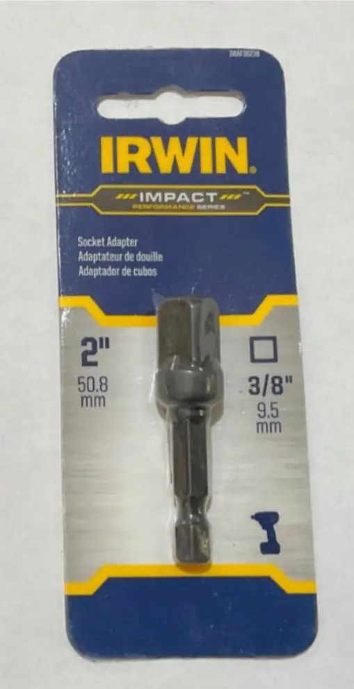 Irwin 3/8″ Square Drive Impact Socket Adapter – Heavy-Duty Hex-to-Square Conversion
