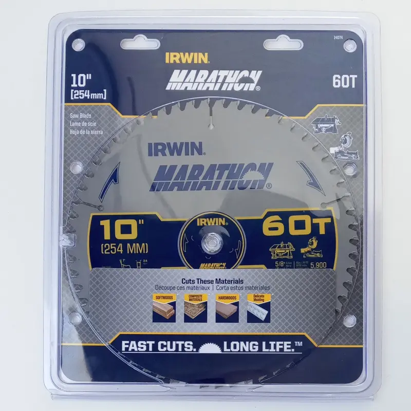 Irwin Carbide-Tipped Miter Saw Blade – 10-Inch, 60-Tooth Fine-Finish Circular Blade (14074)