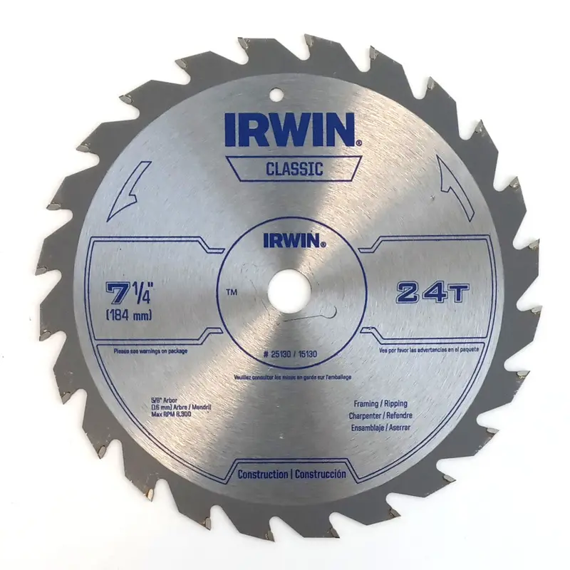 Irwin Classic Framing & Ripping Blade – 7-1/4″ Circular Saw Blade with 24 Teeth