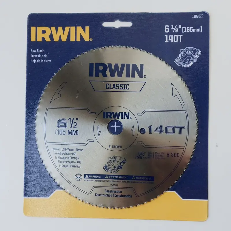 IRWIN Construction Circular Saw Blade – 6-1/2″ × 14 Tooth, Optimized for Framing & Rough Cuts