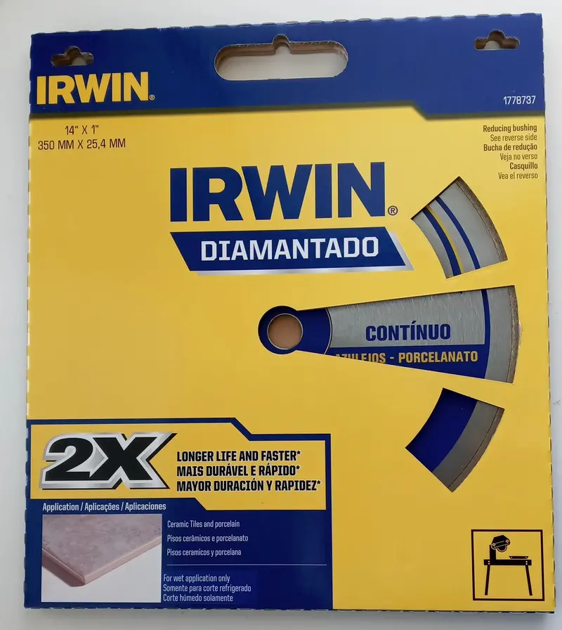 Irwin Diamantado 1778737 Diamond Cutting Blade – 14-Inch x 1-Inch, Ceramic & Porcelain