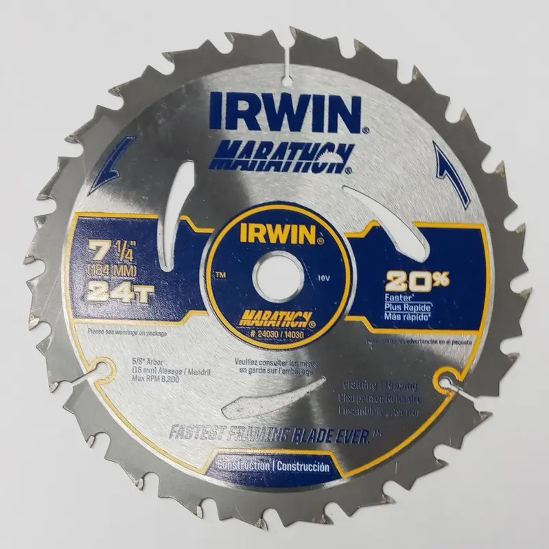 Irwin Marathon 24030 7-1/4″ Carbide-Tipped Circular Saw Blade – 24T Framing & Rip Cut