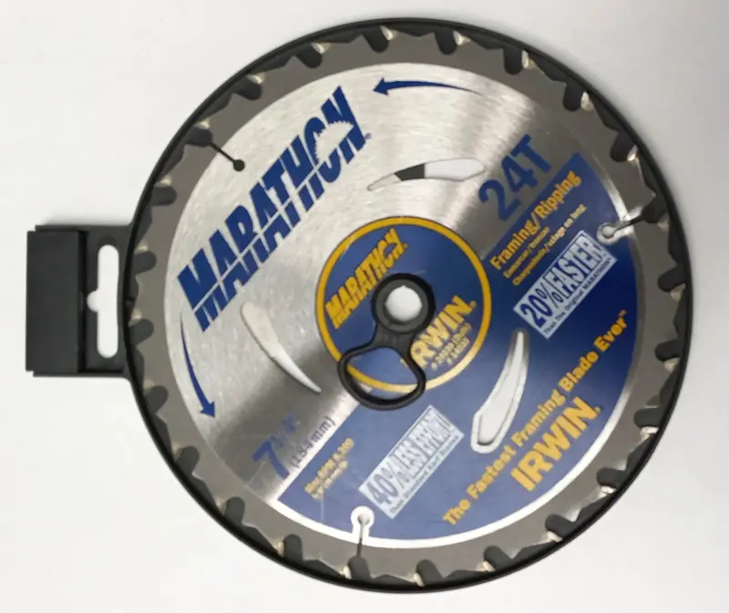 IRWIN Marathon 7-1/4″ Wood-Cutting Saw Blade – 24-Tooth Carbide Design for Framing Applications
