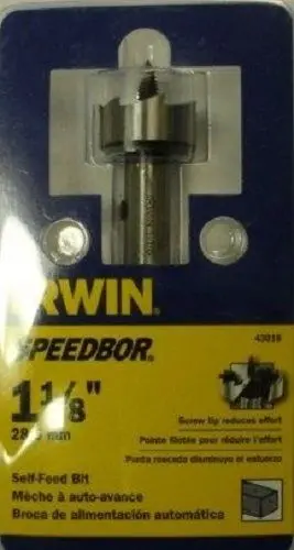 Irwin Speedbor 43018 1-1/8-Inch Self-Feed Drill Bit for Fast, Clean Wood Boring