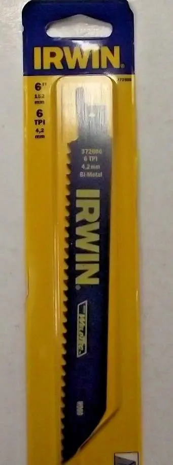 Irwin Wood-Cutting Reciprocating Blade – 6″, 6 TPI, Made in USA (372606)