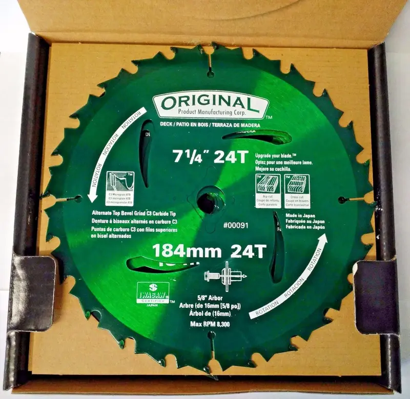 Iwasaki 7-1/4″ Carbide Saw Blade – 24-Tooth, 5/8″ Arbor, 10-Pack for General Purpose Cutting