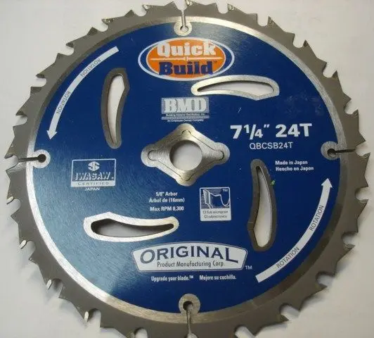 Iwasaki BMD QBCSB24T Circular Saw Blade – 7-1/4″, 24-Tooth, 5/8″ Arbor, Japanese Craftsmanship