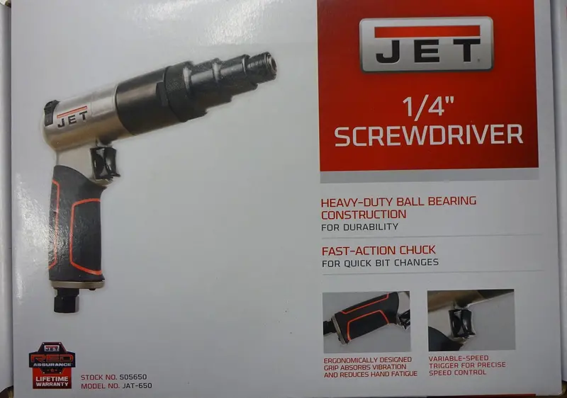 JET 505650 R8 Air Screwdriver — 1/4″ Hex Shank, 800 RPM, Industrial Grade