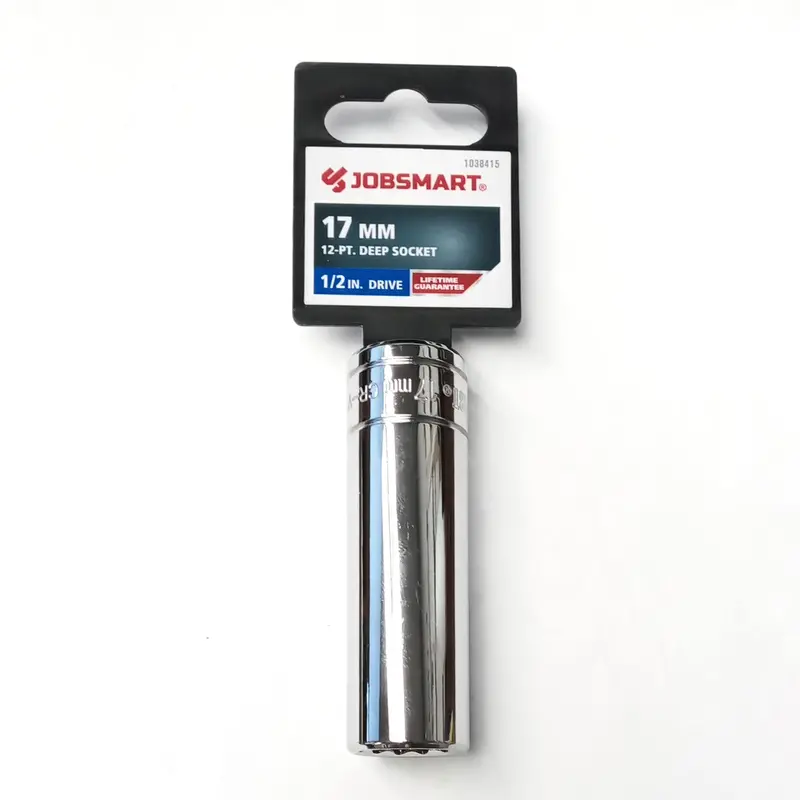 Jobsmart 1038415 1/2-Inch Drive 17mm Deep 12-Point Socket — Metric Deep-Wall Design
