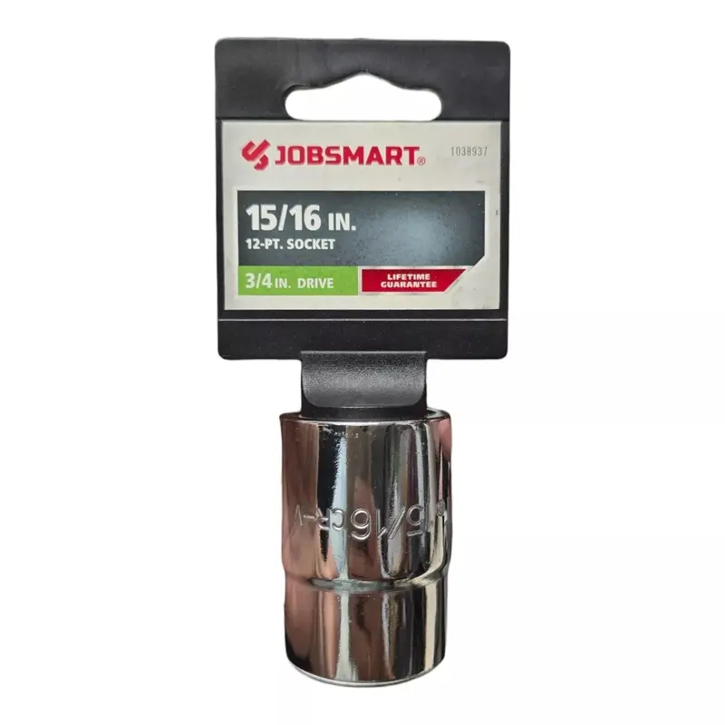 Jobsmart 15/16-Inch 12-Point Socket – 3/4-Inch Drive, Heavy-Duty Chrome-Vanadium