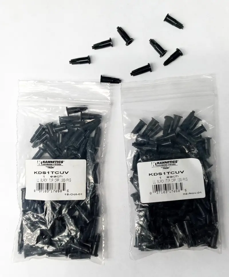 Kahnetics by Weller Luer Lok Syringe Tip Caps, Black, Pack of 200 (2 × 100) – KDS1TCUV