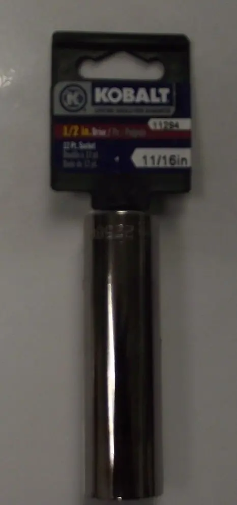 KOBALT 22586 Deep Socket – 1/2″ Drive, 11/16″, Chrome-Finished, USA-Made