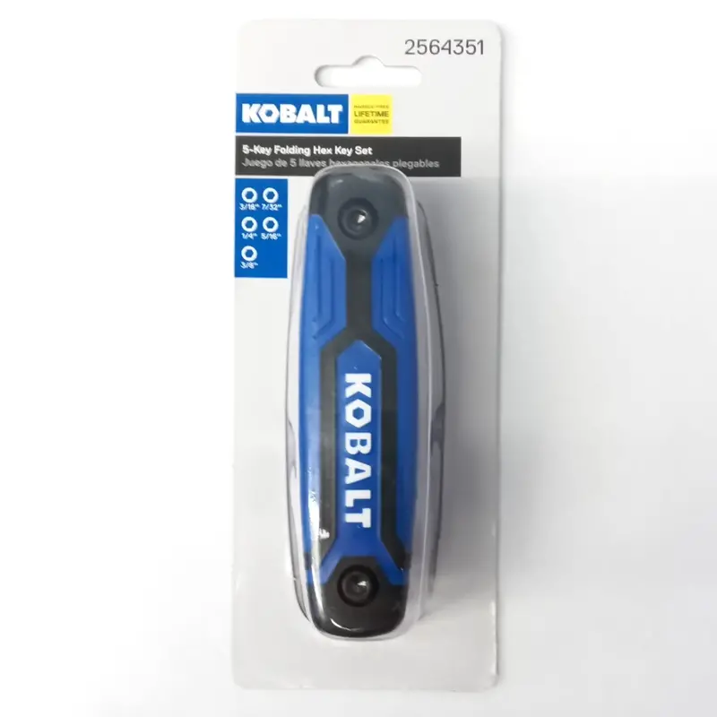 Kobalt 5-Piece Folding Hex Key Set – Standard Sizes (3/16″, 7/32″, 1/4″, 5/16″, 3/8″)