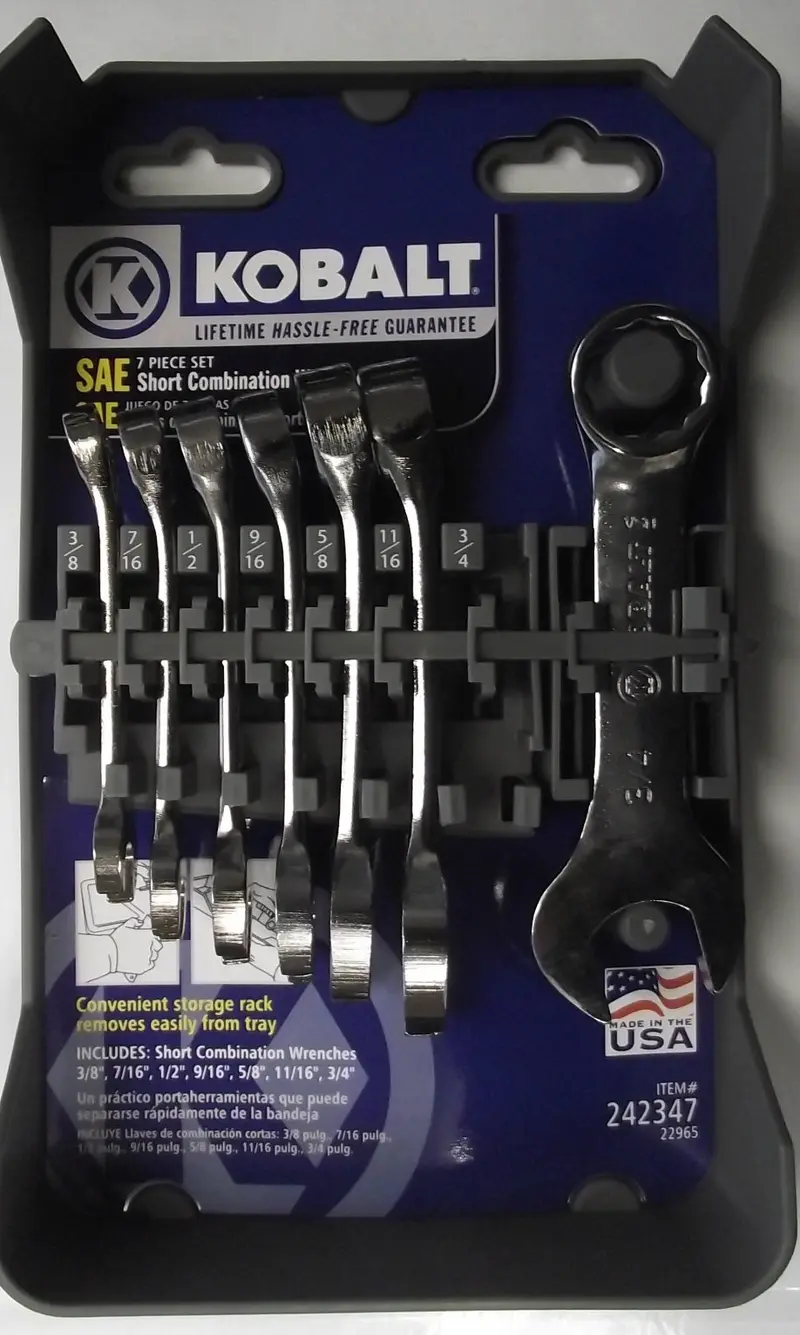 Kobalt SAE Combination Wrench Set – 7-Piece, 12-Point, Short-Design