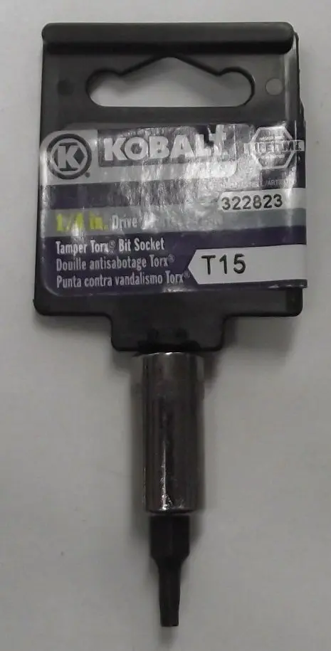 Kobalt T-15 Torx Bit Socket – 1/4″ Drive, 1/4″ Size, USA-Made