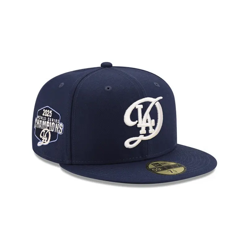 LA Dodgers City Connect Fitted Cap – Navy Blue with 2025 World Series Patch