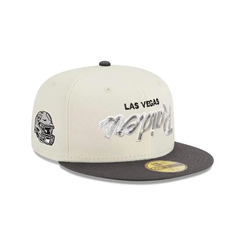 Las Vegas Raiders Upside-Down Chrome & Graphite Helmet Special Edition 59Fifty Fitted Cap