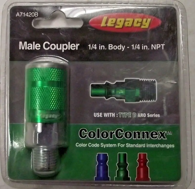 LEGACY A71420B Green Male NPT Coupler – Type B, 1/4″ Thread