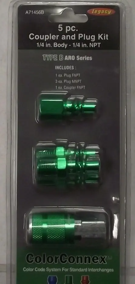 Legacy ARO Series Type B Coupler & Plug Kit – 1/4″ NPT, Steel/Aluminum, 5-Piece