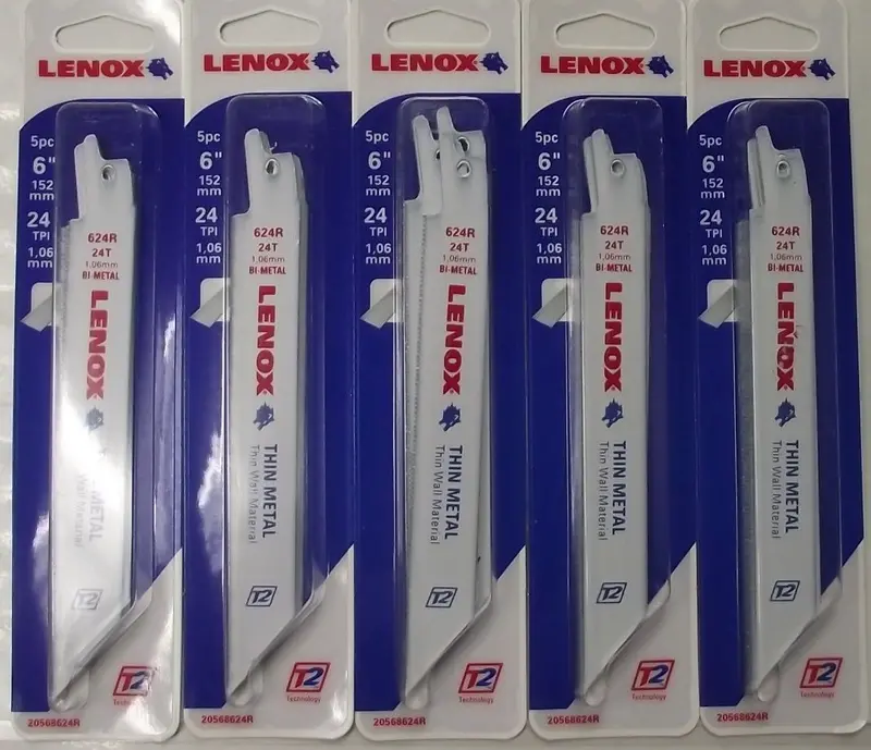 Lenox Thin-Metal Reciprocating Saw Blades – 6″ x 24 TPI (5-Pack, USA-Made)
