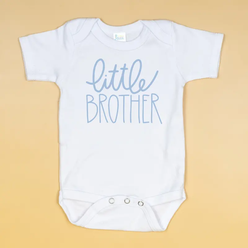 ‘Little Brother’ Script Onesie in Light Blue
