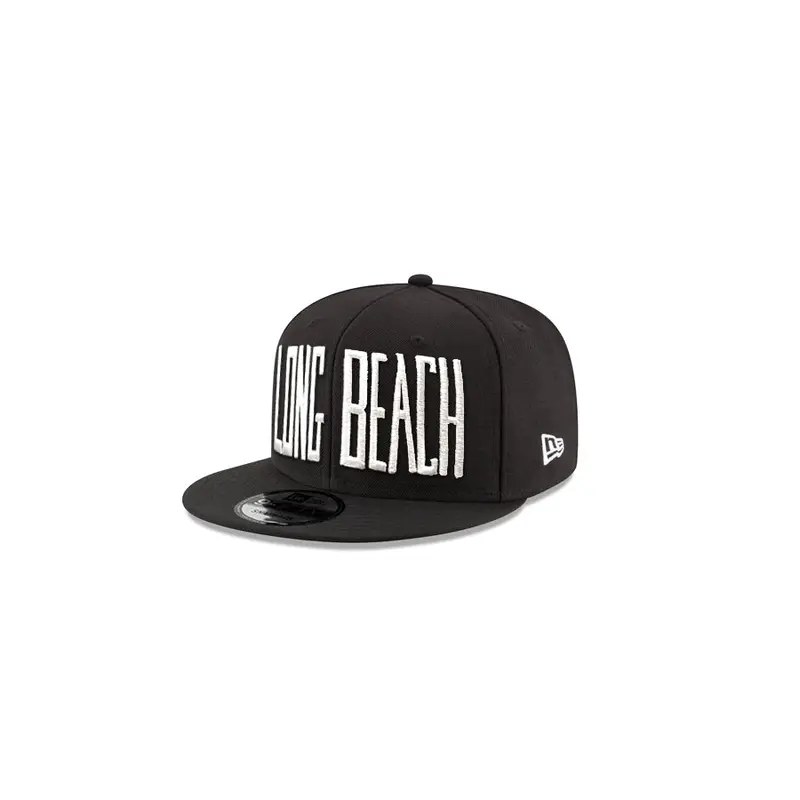 Long Beach Caps Block Logo Black & White 9Fifty Snapback Hat