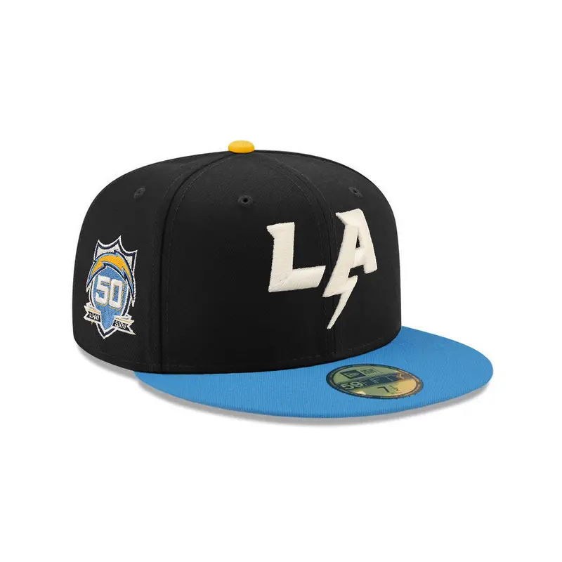 Los Angeles Chargers Black and Blue 50th Anniversary 59Fifty Fitted Cap