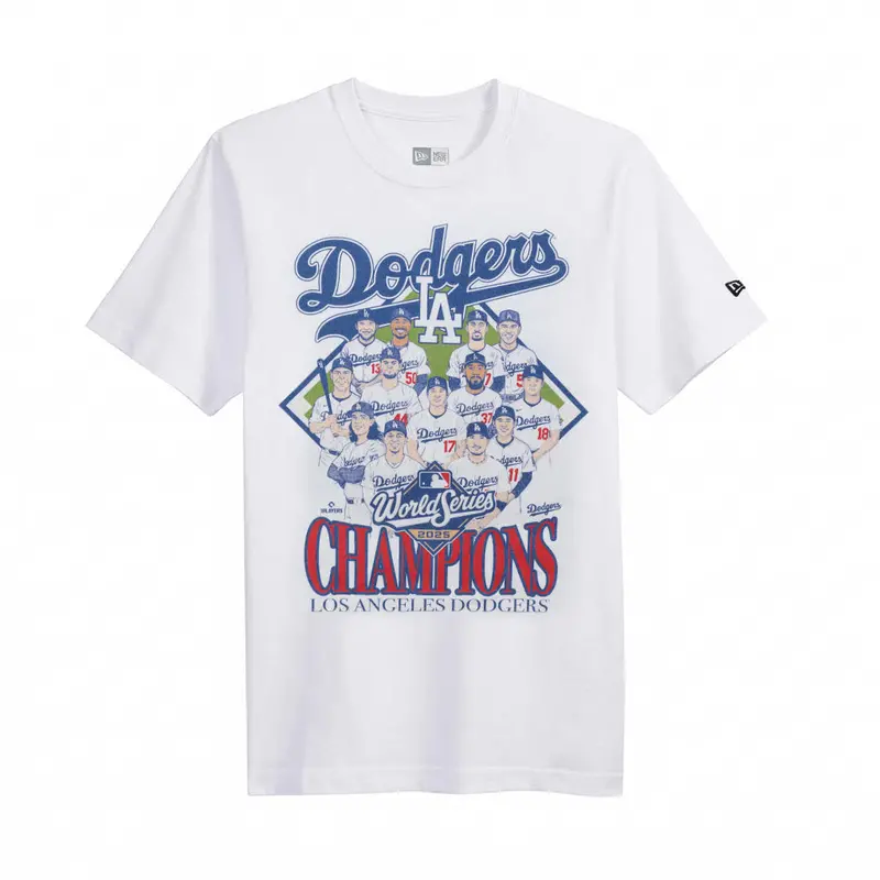 Los Angeles Dodgers 2025 World Series Victory Caricature T-Shirt – White
