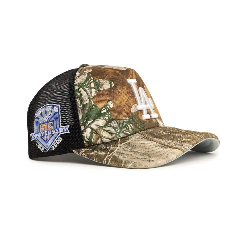Los Angeles Dodgers 50th Anniversary Trucker Snapback – Real Tree Pattern 9Forty