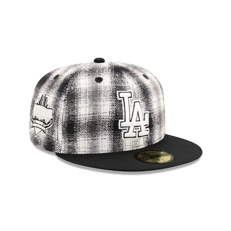 Los Angeles Dodgers Black-and-White Plaid Dodger Stadium 40th Anniversary SP 59Fifty Fitted Cap