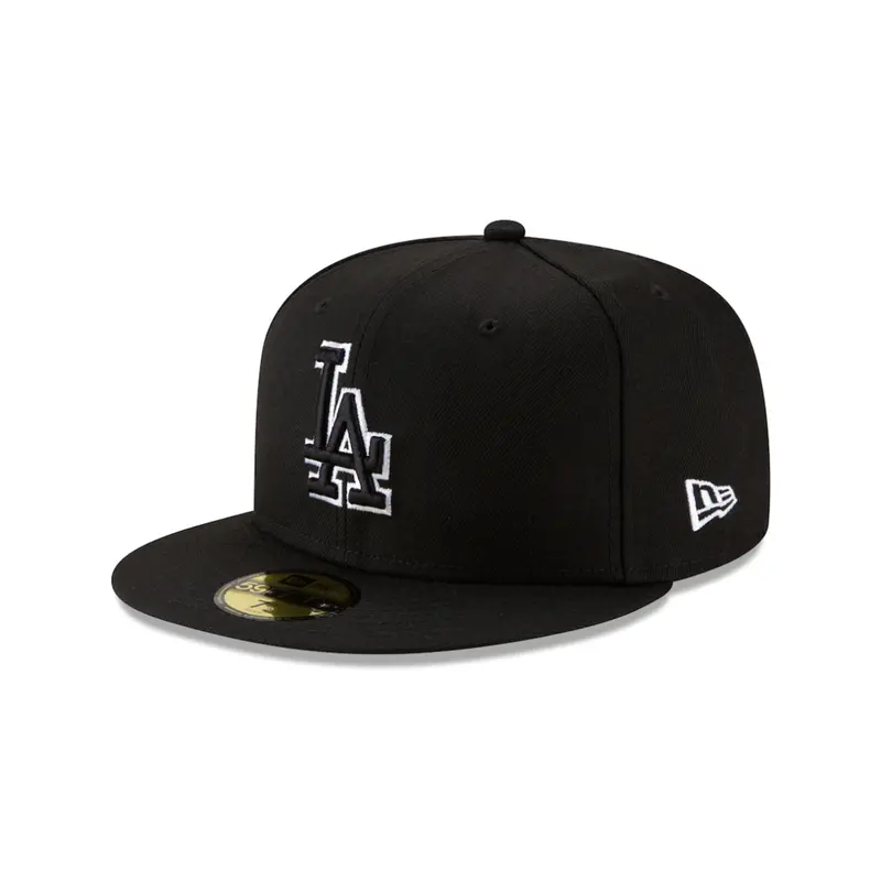 Los Angeles Dodgers Black Cap with White Outline Logo – 59Fifty Fitted