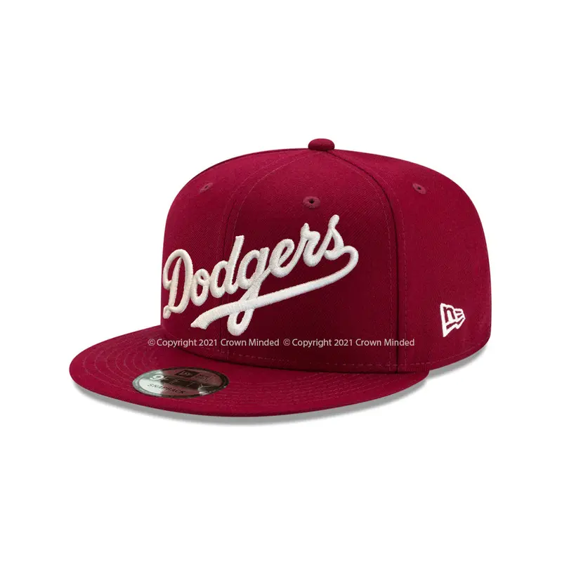 Los Angeles Dodgers Cardinal Red Wordmark on White 9Fifty Snapback