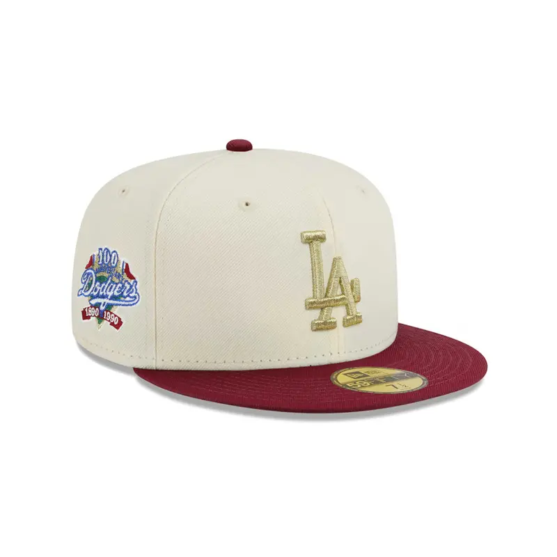 Los Angeles Dodgers Chrome Cardinal Two-Tone Cap Celebrating 100 Years – SP 59Fifty Fitted