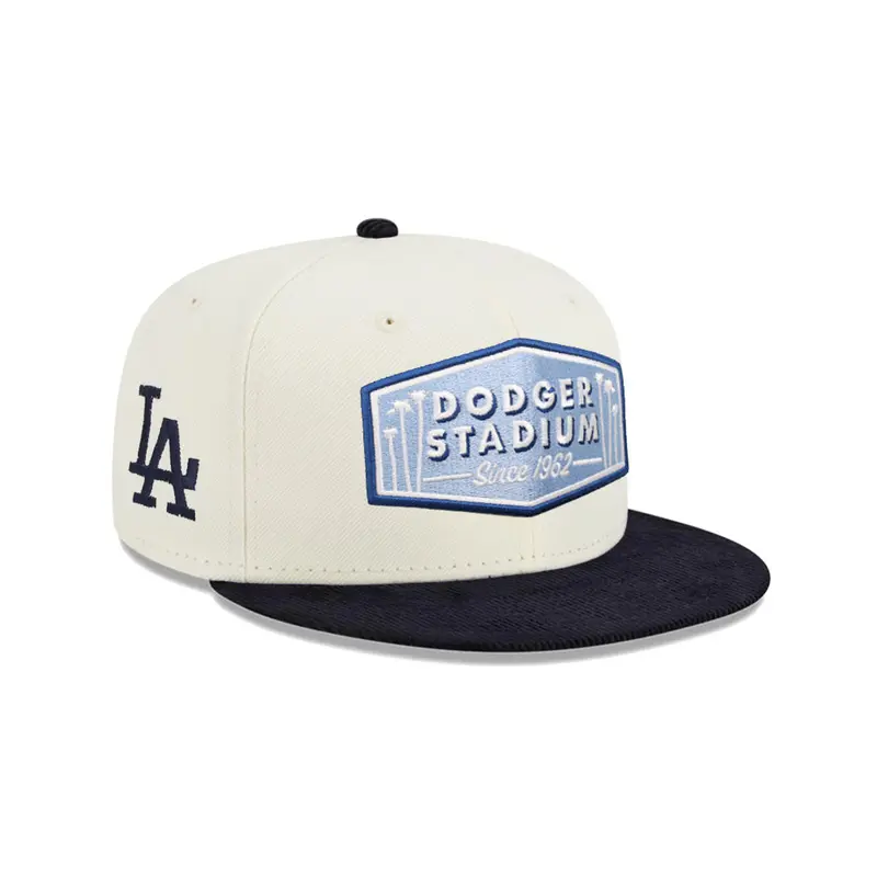 Los Angeles Dodgers Fitted Cap – Chrome Navy Corduroy with Team Logo Side Patch